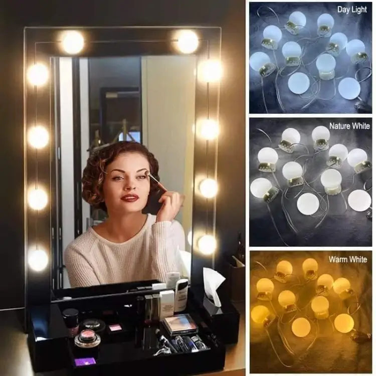 Vanity Light LED Bulbs for Makeup Mirror Stand 10 Bulbs with 3 Light Modes