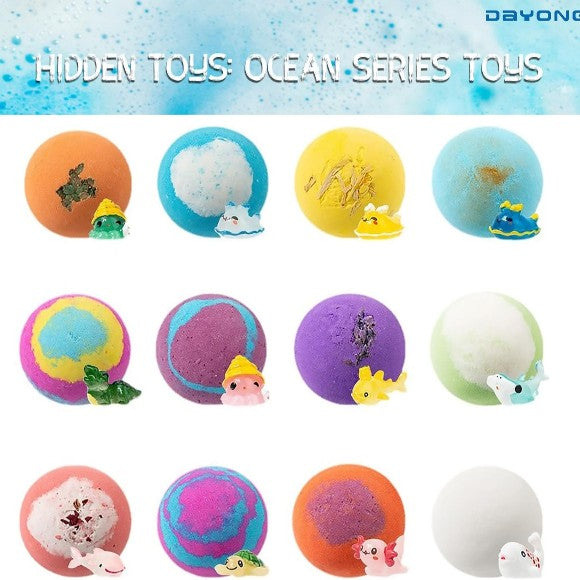 12 Pcs Bath Bombs for Kids with Toys Inside Bath Bombs Gift Set with Sea Animals Toys