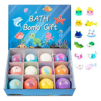 12 Pcs Bath Bombs for Kids with Toys Inside Bath Bombs Gift Set with Sea Animals Toys