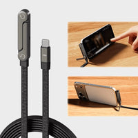 240W Type C Charging Cable with Built in Phone Stand