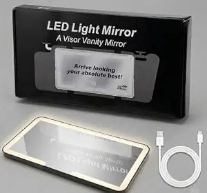 Car Sun Visor Vanity Mirror with LED Lights  Rechargeable Dimmable Makeup Mirror