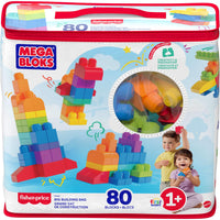 MEGA BLOKS Fisher-Price Toy Blocks Blue Big Building Bag with Storage (88 Pieces) for Toddler