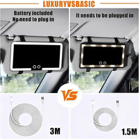 Car Sun Visor Vanity Mirror with LED Lights  Rechargeable Dimmable Makeup Mirror