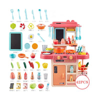 42-Piece Simulation Kitchen Playset – Water Spray & Light