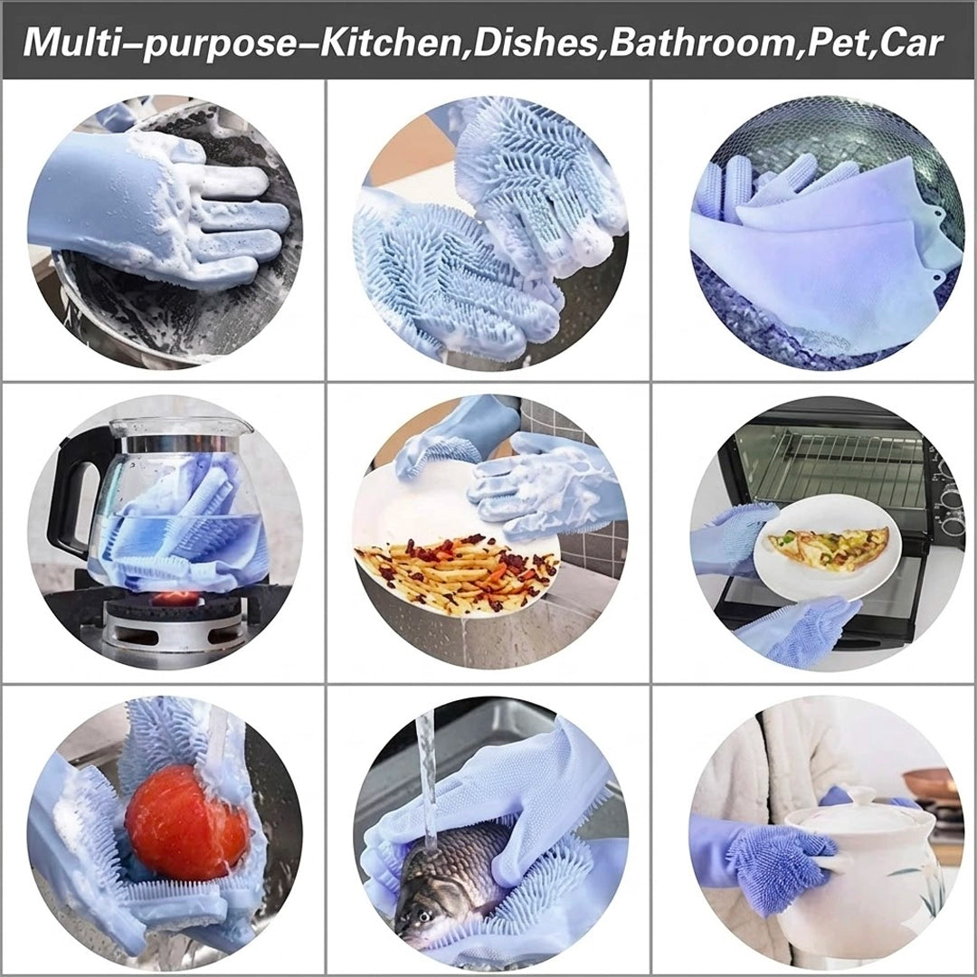 Silicone Dishwashing Gloves with Scrubbers – 2 Piece