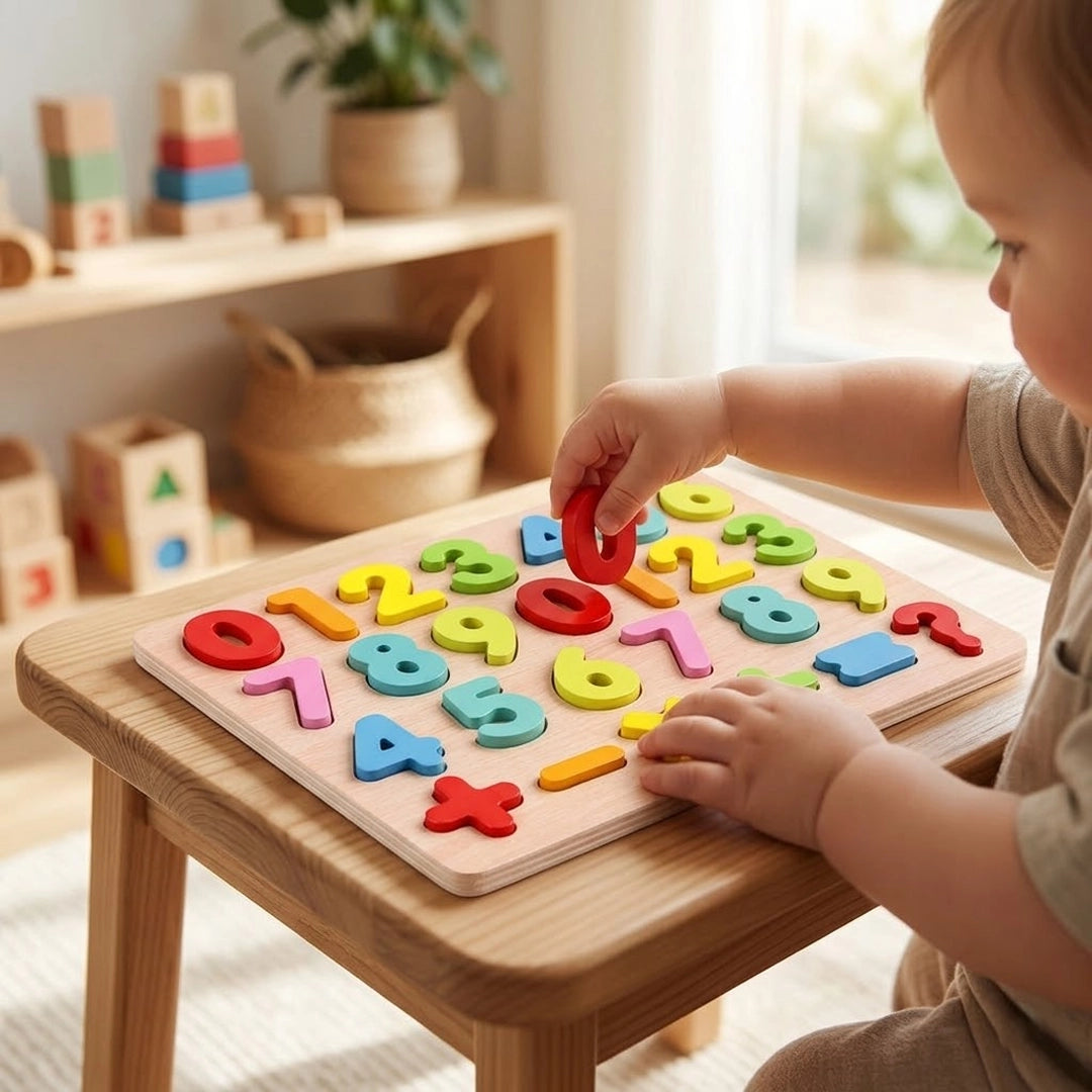 Wooden Number Puzzle Board for Kids
